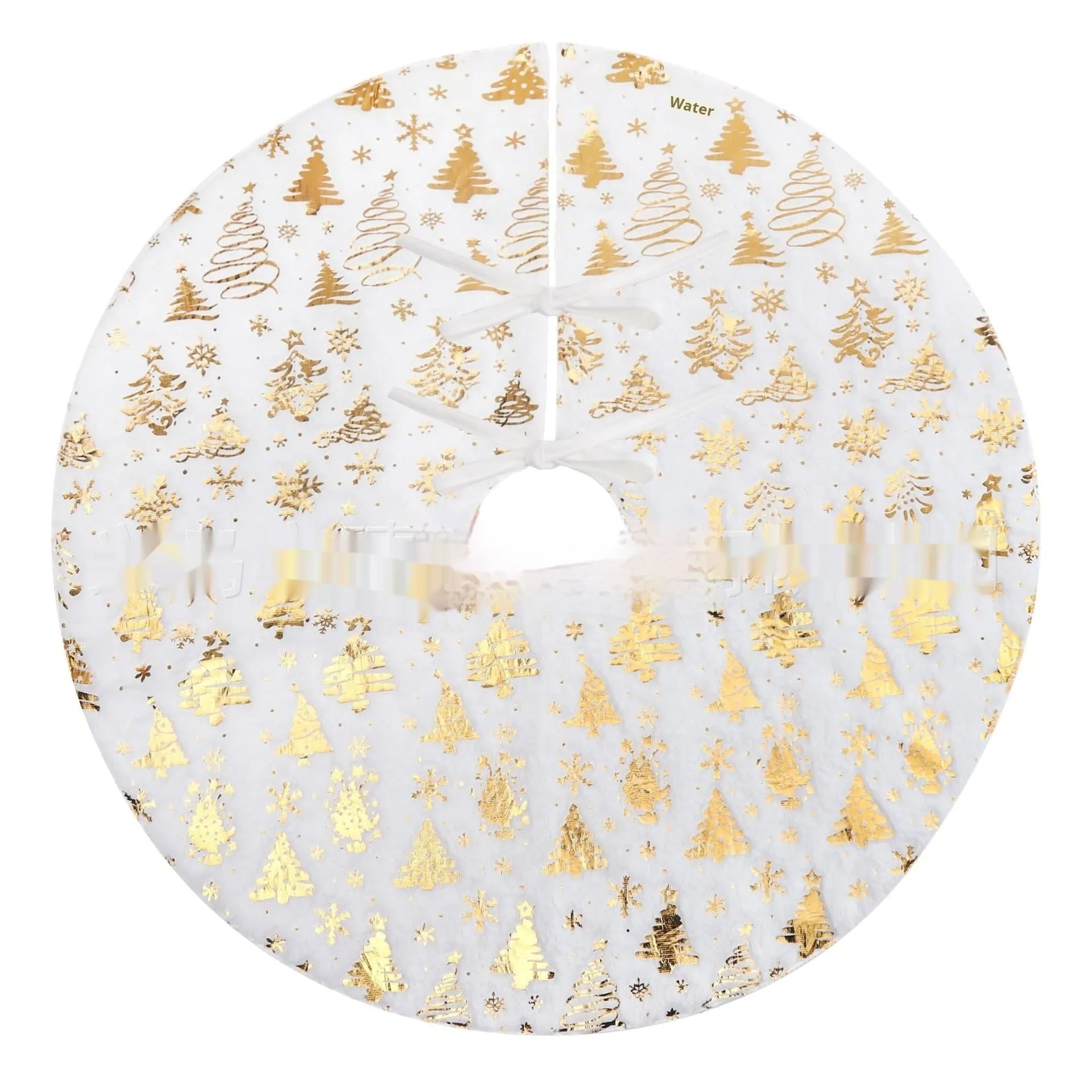 XINGX plush Christmas tree group mat with gilding snowflake designs in Christmas tree, cedar, and star styles.