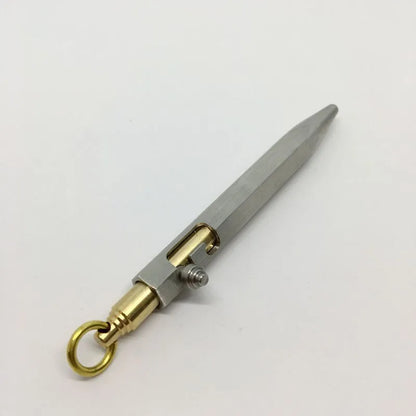 Six-sided brass fountain pen with stainless steel details and keychain attachment in colours shown