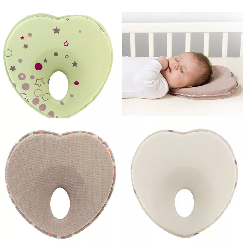 Newborn anti-roll pillow in heart shape for flat head prevention, 21*19*3cm