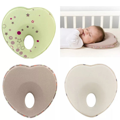 Newborn anti-roll pillow in heart shape for flat head prevention, 21*19*3cm