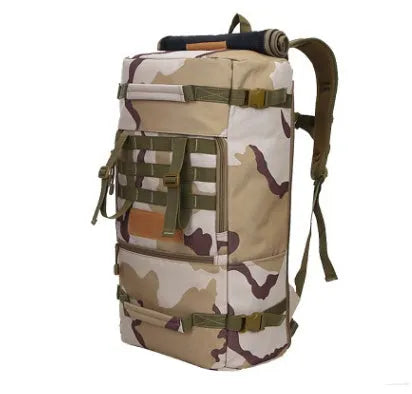 50L military tactical backpack in Camo Sand, Digital Camo, Khaki, Military Green, White Camouflage, and Black, 30 x 56 x 19cm