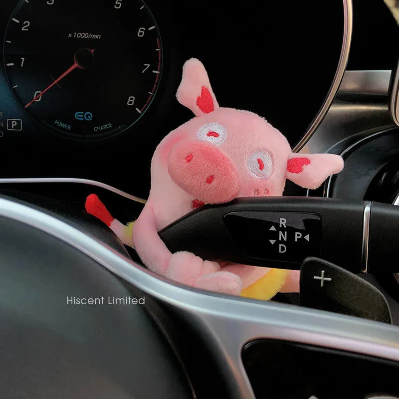 Cute cotton cartoon doll ornament for car pregnant block decoration with hanging design, soft plush dog pilot doll cover in various character styles including pig, duck and colourful dog variations