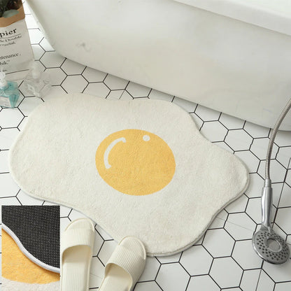 Stylish and functional egg-shaped area rug with a playful design, perfect for adding charm and protecting floors in your home.