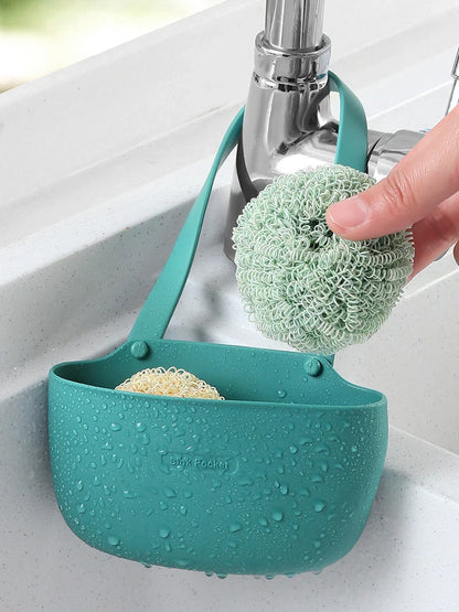 Free punch sink drain bag faucet sponge rack in TPR material for kitchen organization