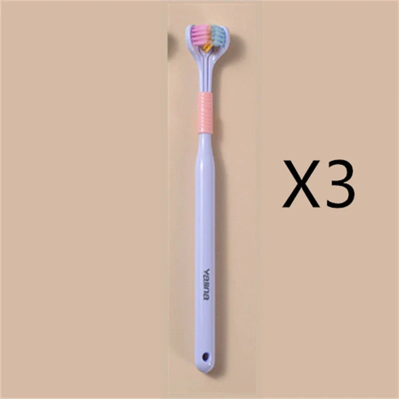 Soft Bristle Tri-Angle Toothbrush with customizable features for deep cleaning and travel convenience