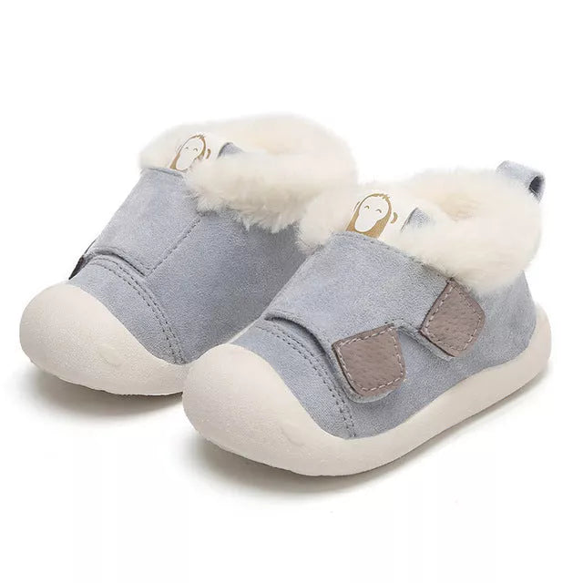 Velvet toddler shoes with non-slip soles in various colors