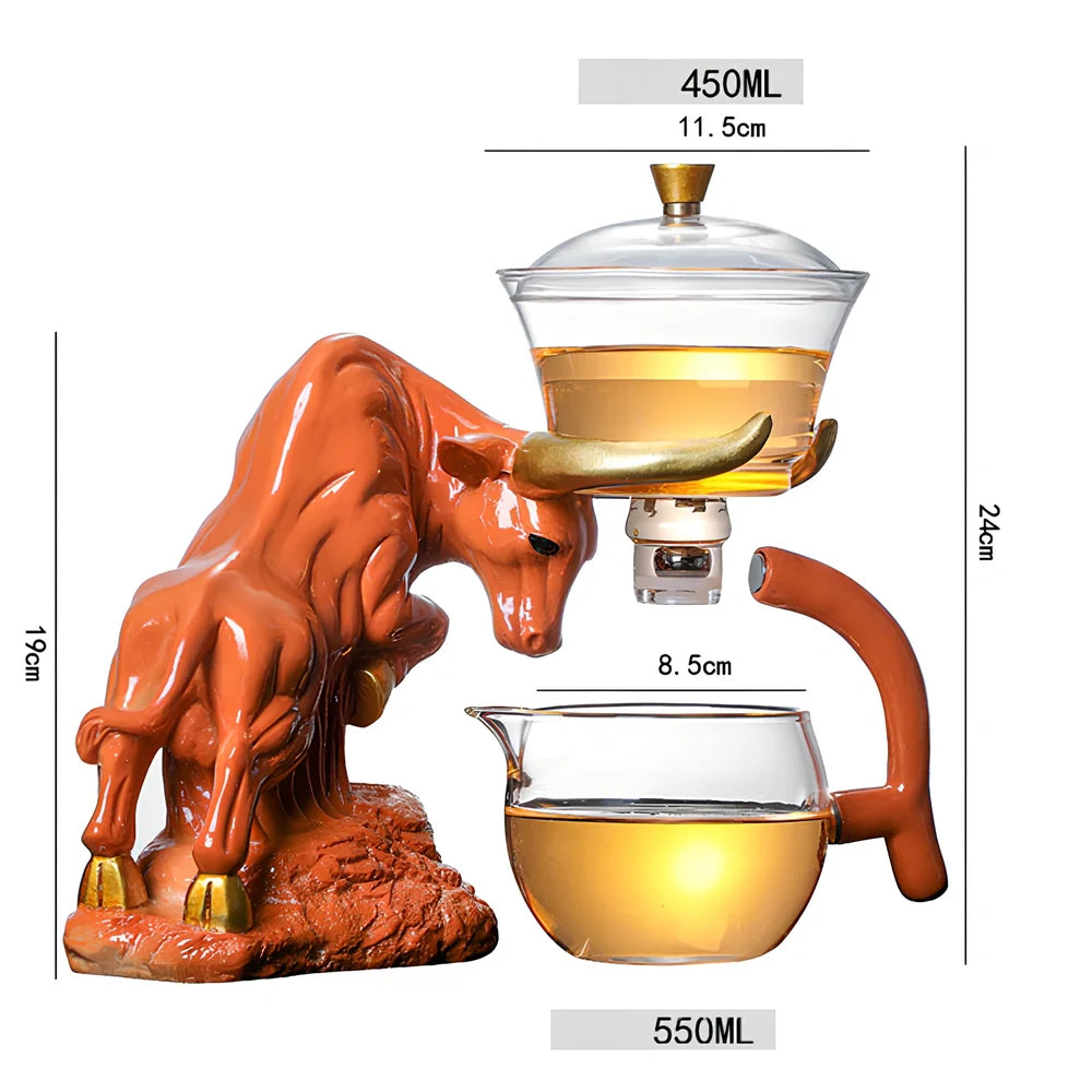 Niu Zhuan Qiankun glass semi-automatic tea maker in green bull, 2700g borosilicate with 1-litre capacity for even steeping