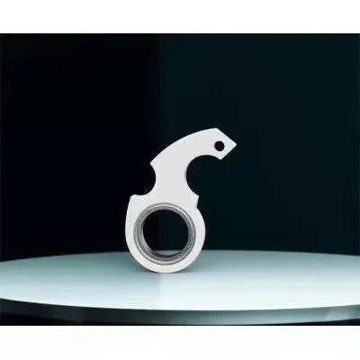 Metal Texture Rotating Keychain in karambit black and red with key ring