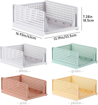 Foldable white plastic clothes storage box drawer in multiple sizes for versatile organization