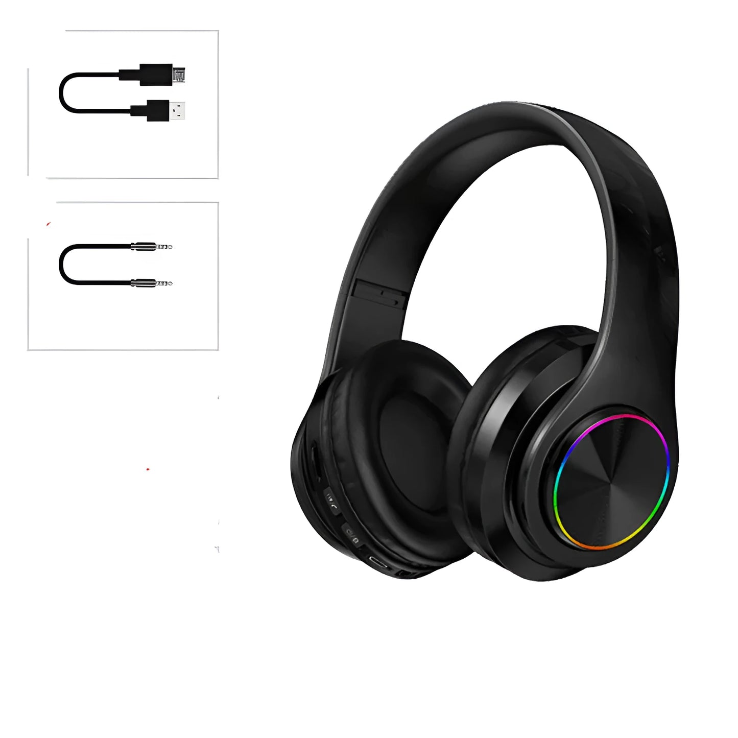 Folding wireless Bluetooth headset with 40mm speakers in black, blue, or white colour options