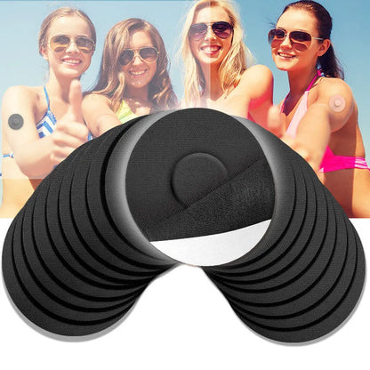 Sports anti-slip adhesive patch for sensor attachment in black, skin colour, pink, and blue options