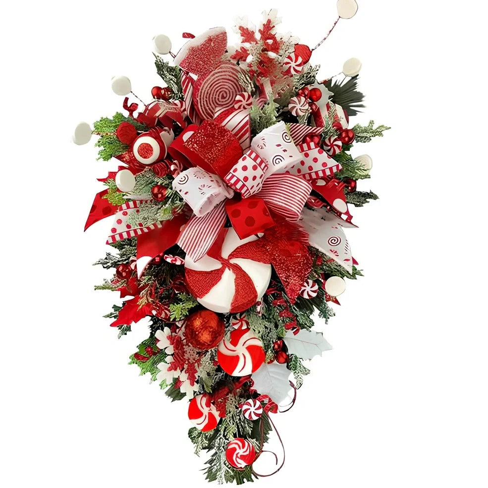 Christmas door hanging decoration measuring 50cm with plastic construction and luminous ornament options
