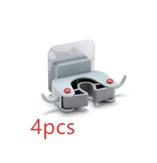 Versatile adhesive wall hooks for organizing mops, brooms, and other cleaning tools in the bathroom or laundry room