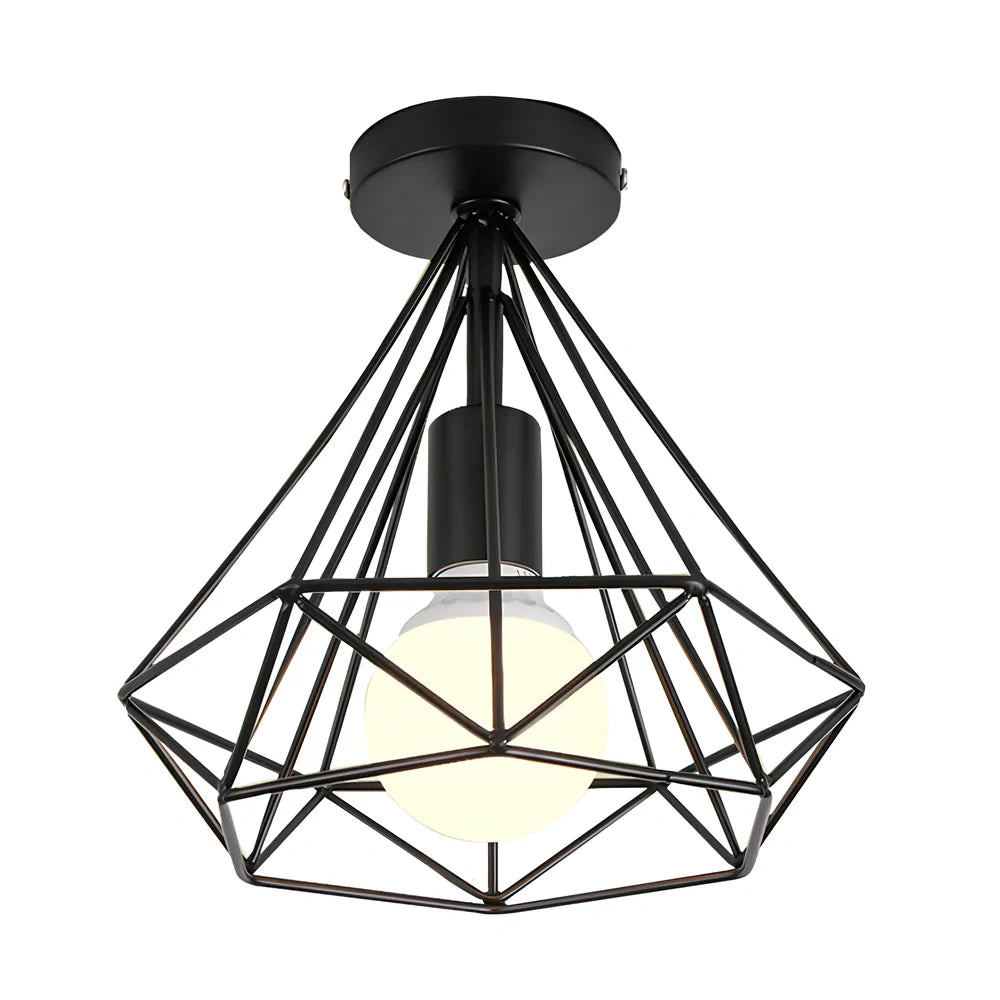 Adjustable ceiling lamp with black finish and extended line against white ceiling