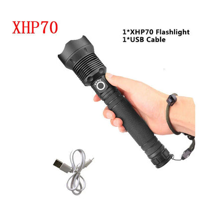 High-Powered Tactical Flashlight with Zoom and USB Charging - Durable, Waterproof, and Rechargeable LED Flashlight