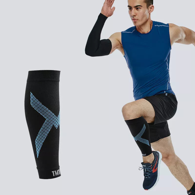 Sports compression socks with adjustable leg guard in nylon material