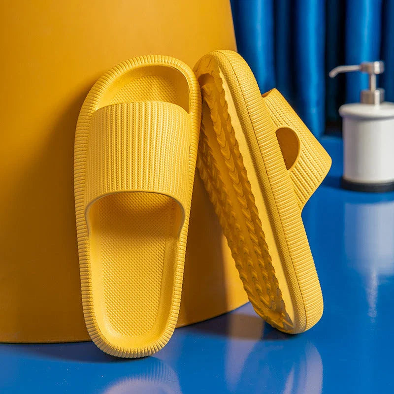 Unisex EVA slippers in various colors, including white, yellow, green, blue, black, khaki, grey, pink, and orange