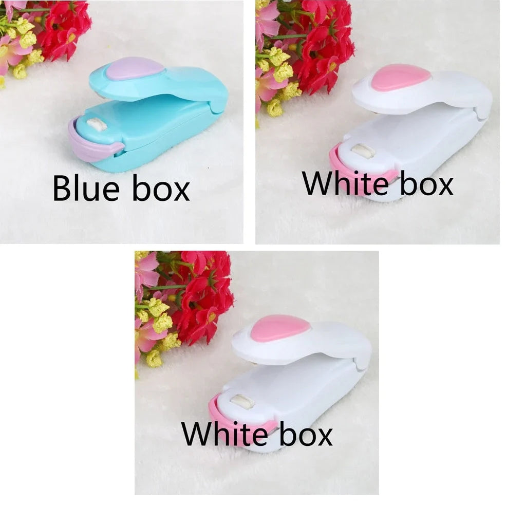 Mini hand pressure heat sealing machine measuring 10cm with magnetic base for plastic bag food preservation