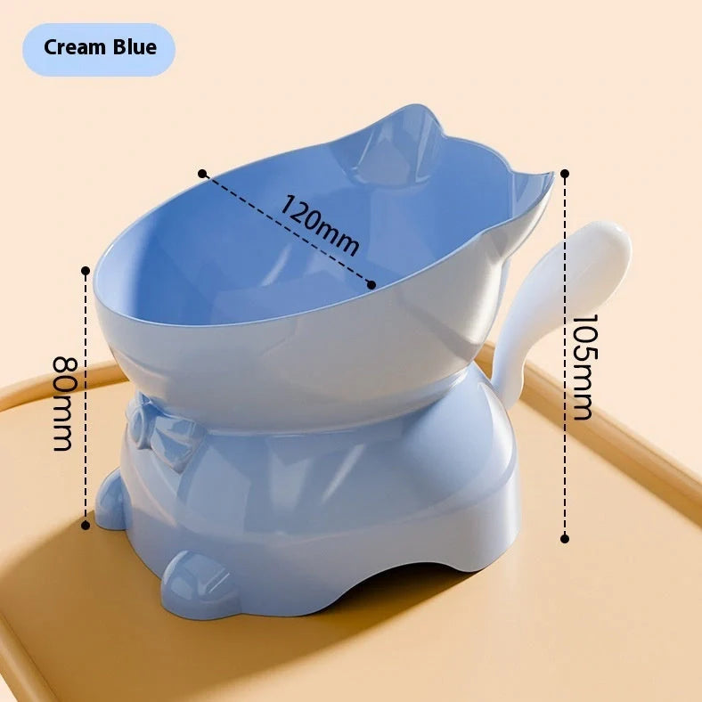Stainless steel cat bowl with 15-degree tilt angle on non-slip silicone base