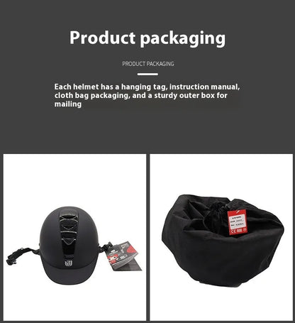 Equestrian helmet for horse riding in Bright Black colour, shown with ABS shell.