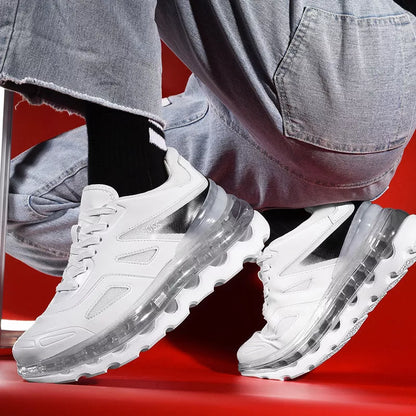 Men's Full Palm Air Cushion Sports Daddy Shoes in white and black