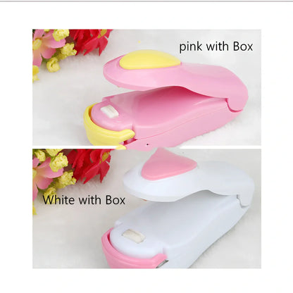 Mini hand pressure heat sealing machine measuring 10cm with magnetic base for plastic bag food preservation
