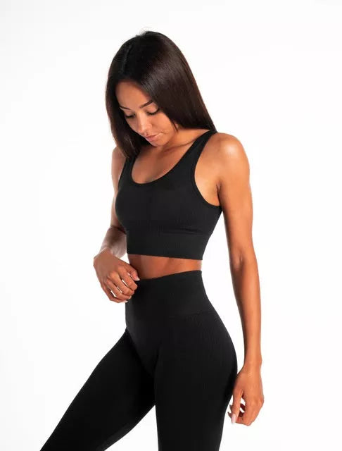 Autumn and winter fitness seamless set in grey, black, and white grey colors