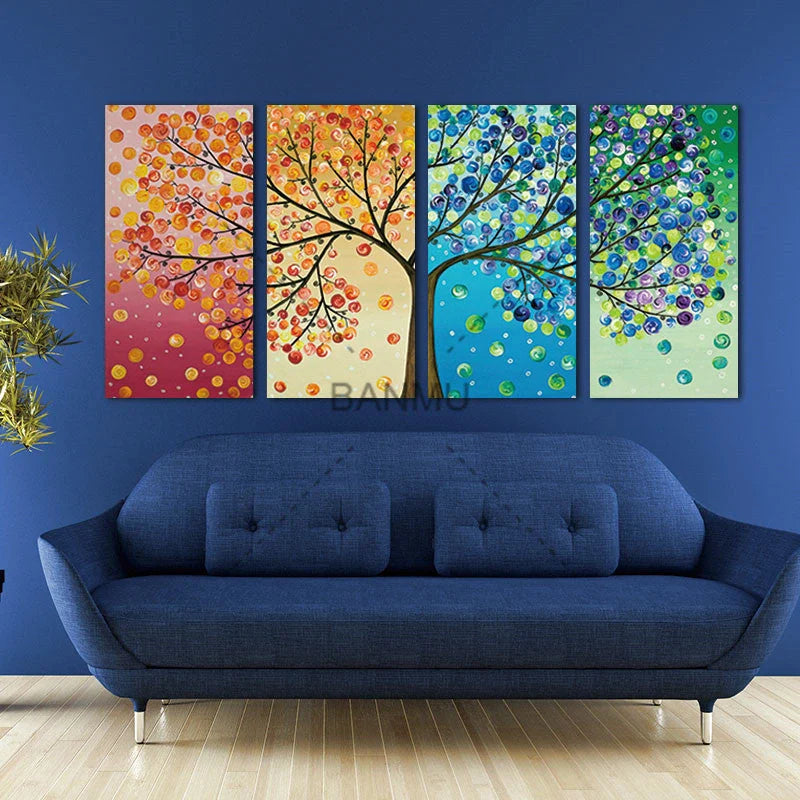 High-definition canvas print puzzle set of colorful tree leaves and fruit for home decor