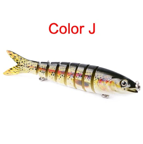 Premium multi-jointed pike fishing lures designed for enhanced trolling and casting, available in 12 vibrant colors.