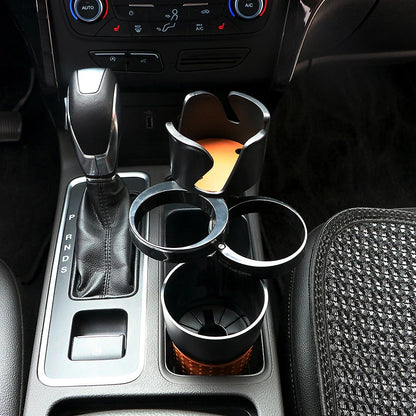 Versatile car cup holder made of ABS plastic and rubber, with a rotatable design to hold cups, bottles, and small items securely in your vehicle.