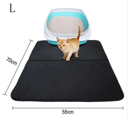 Versatile cat litter mat in different sizes and colors, featuring a dual-layer design to trap litter and protect floors