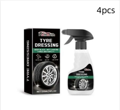 120ml car tyre gloss agent bottle, 7.5cm x 4.8cm x 17cm, silicone oil formula for black tyre shine