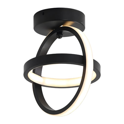 Modern round ceiling light with black metal frame and white acrylic shade, diameter 21cm.