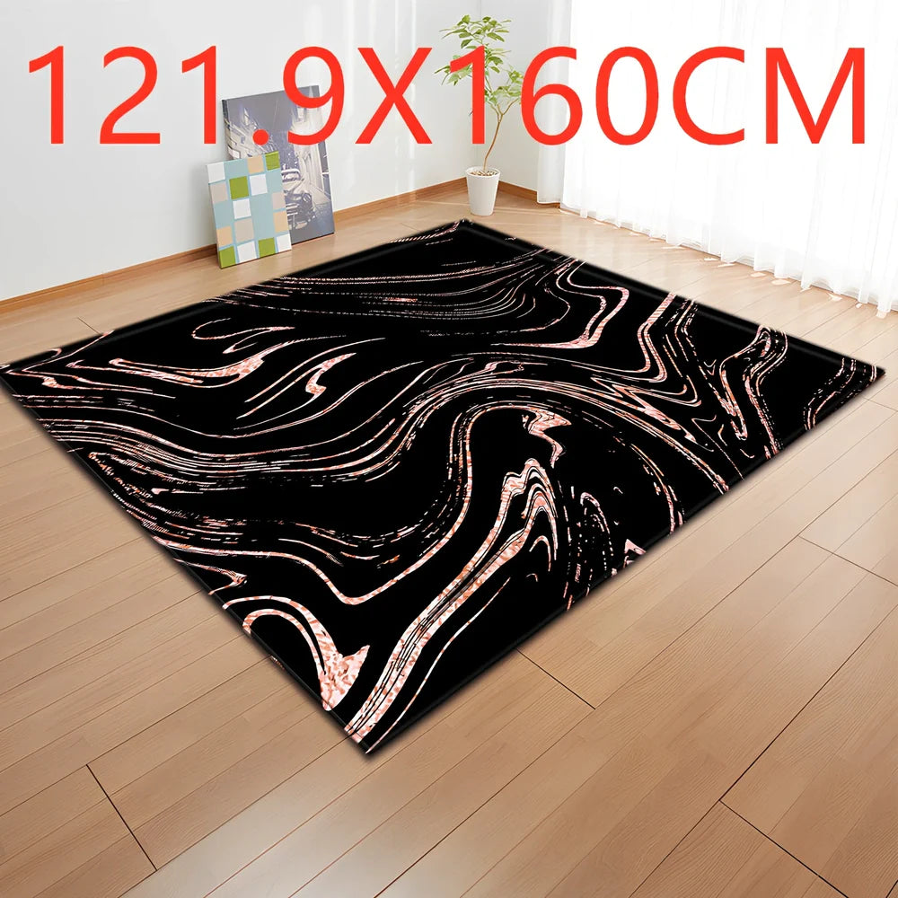 Rectangular polyester fibre carpet with marble pattern in 121.9x160cm and 50x80cm sizes