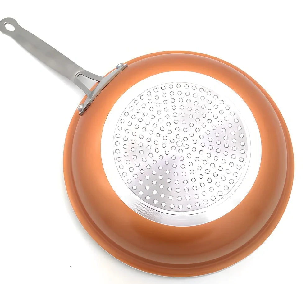 Copper ceramic non-stick frying pan with induction base in 20cm, 24cm, 28cm sizes