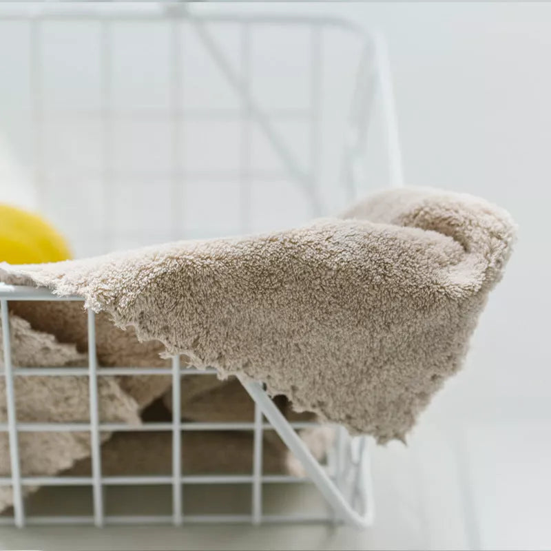 Children's microfiber hand towel in pink, green, purple, coffee, and white