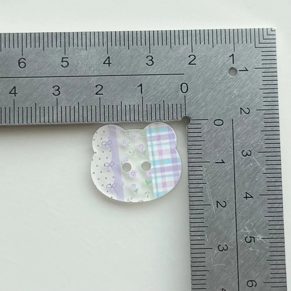 DIY acrylic button with cartoon plaid design measuring 2cm diameter for clothing customisation projects