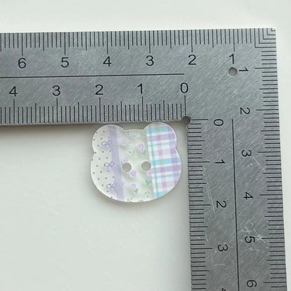 DIY acrylic button with cartoon plaid design measuring 2cm diameter for clothing customisation projects