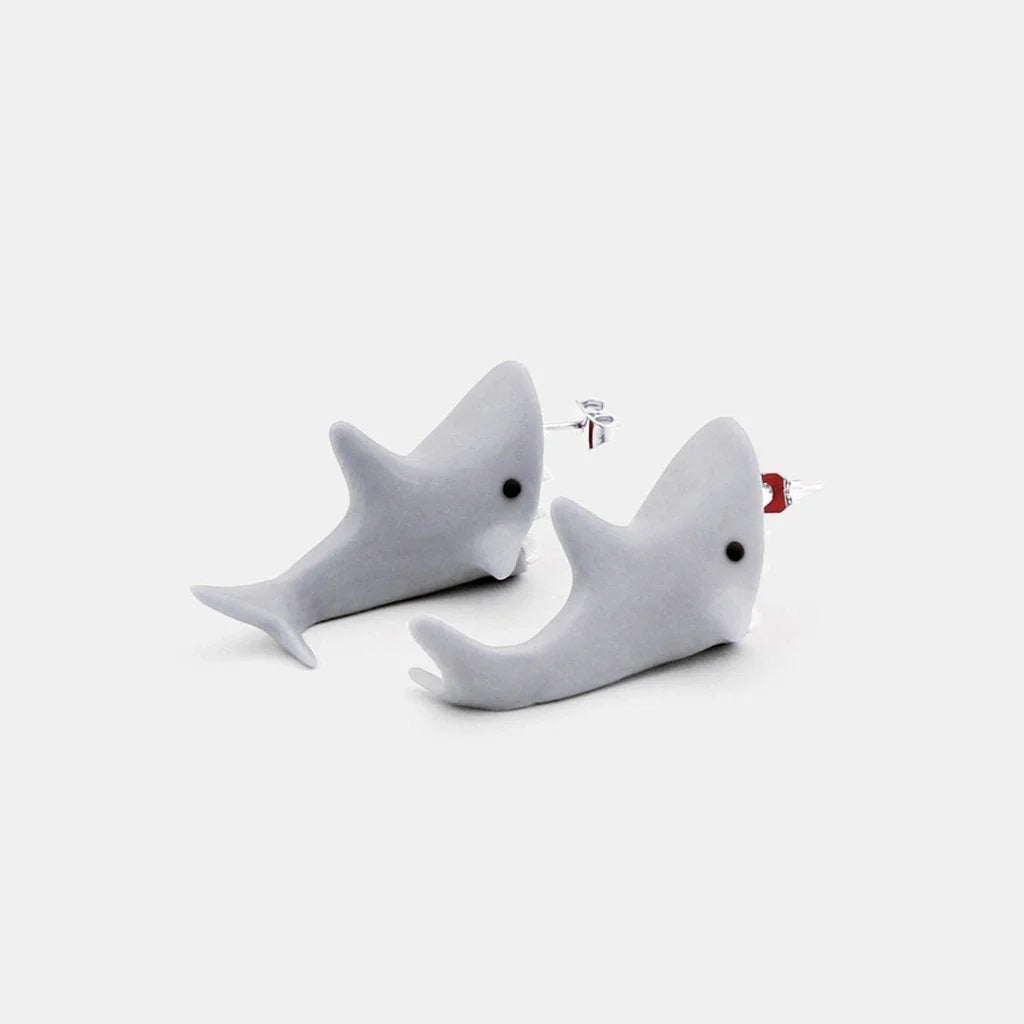 Handmade 3D Cartoon Shark Bite Stud Earrings for Women