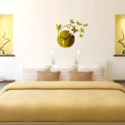 30cm round wall clock with black frame and white face showing Arabic numerals