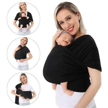 Multi-functional baby carrier wrap in various colors for front and back carrying