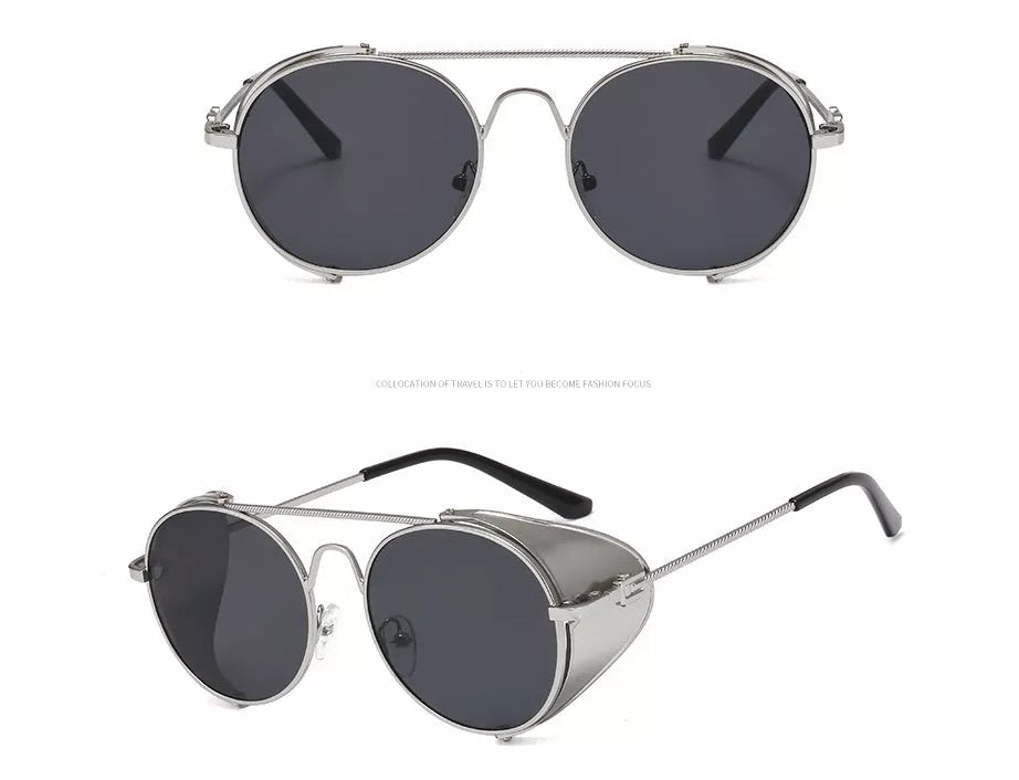 Steampunk sunglasses with metal frame and UV400 protection in various colors