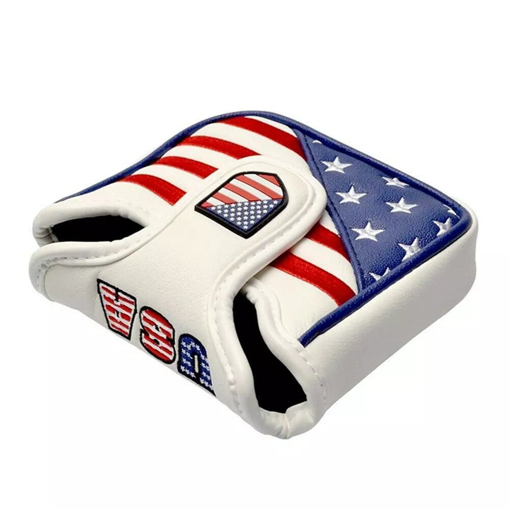 USA flag pattern golf putter cover made of durable PU synthetic leather