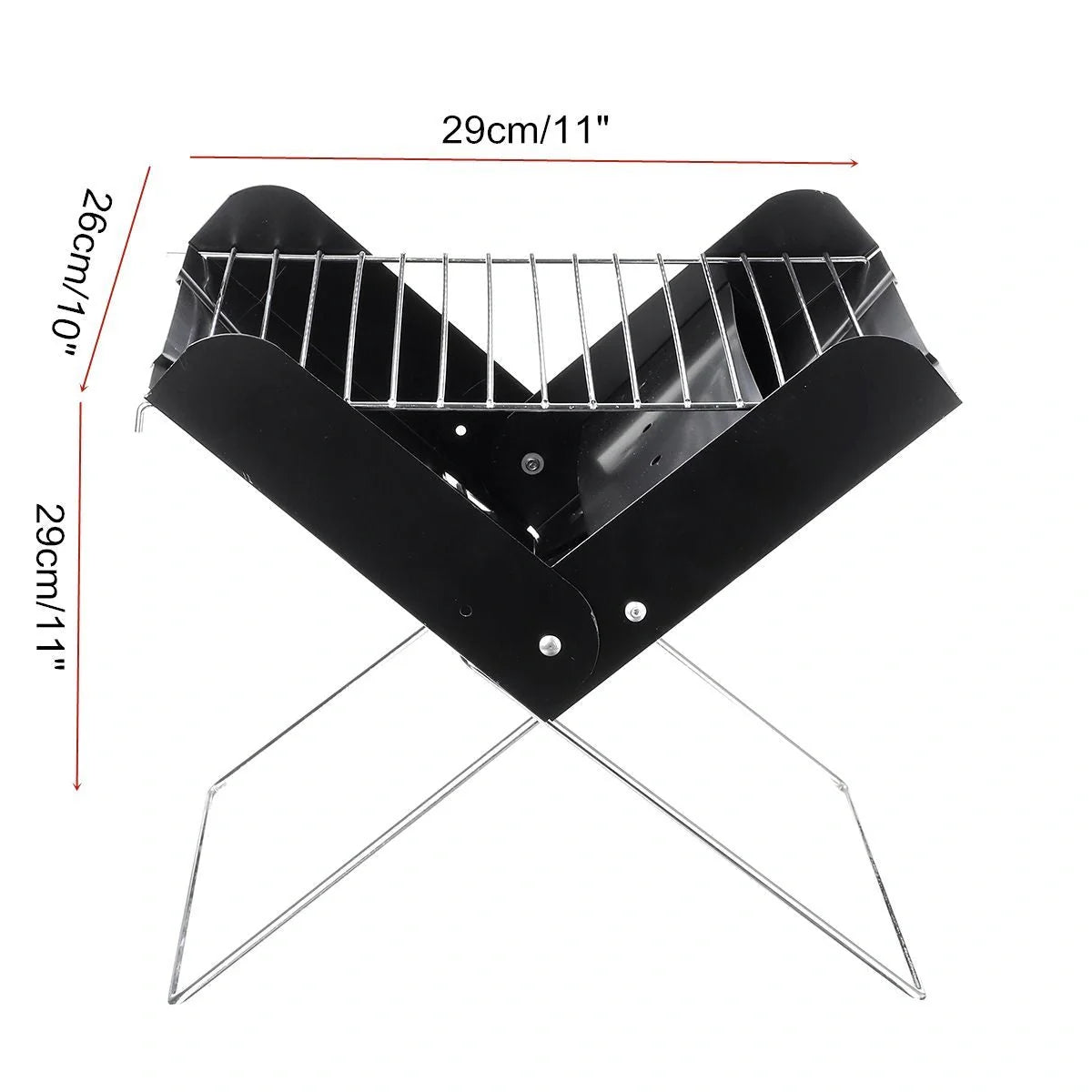 Portable stainless steel BBQ grill with foldable design for easy camping and picnic use