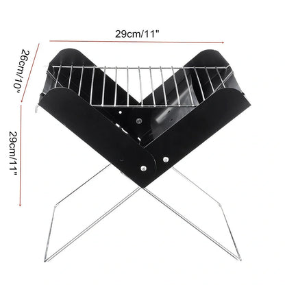 Portable stainless steel BBQ grill with foldable design for easy camping and picnic use