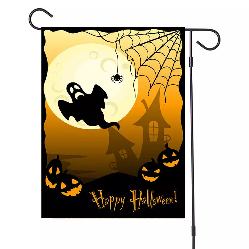 Halloween Series Garden Banner with double-sided polyester design, 32*47cm