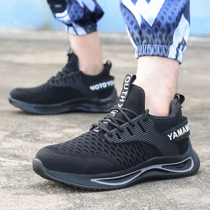 Ultra-light steel toe anti-piercing work shoes in black for industrial safety