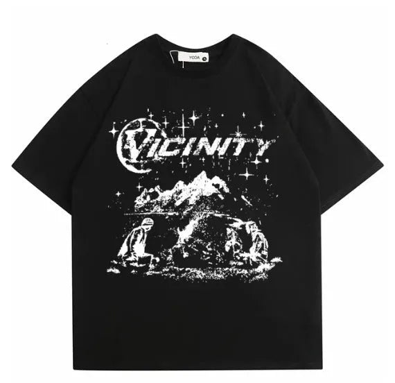 Men's retro hip hop print t-shirt in polyester fabric showing printed design in available colours TKL472 and TKL473