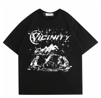 Men's retro hip hop print t-shirt in polyester fabric showing printed design in available colours TKL472 and TKL473