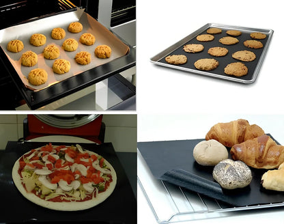 Black reusable non-stick BBQ grilling mat measuring 400x330mm with PTFE-coated fibreglass surface